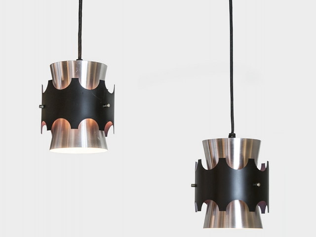 Pair of Aluminum and Black Pendants by Jo Hammerborg