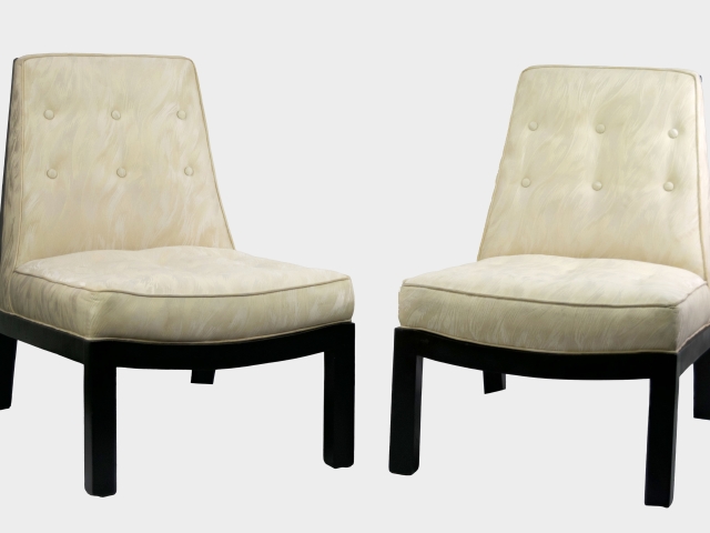 Pair of Screen Back Slipper Chairs in style of Edward Wormley