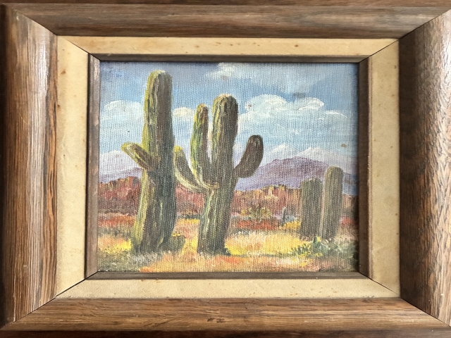 Vintage Cacti Desert Painting 