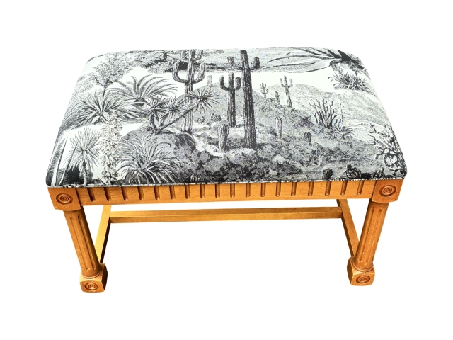 French Bench Upholstered in Pierre Frey Pampa Noir