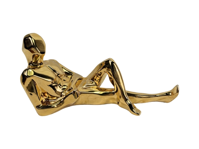 Gold Cubist Male Sculpture by Jaru Pottery