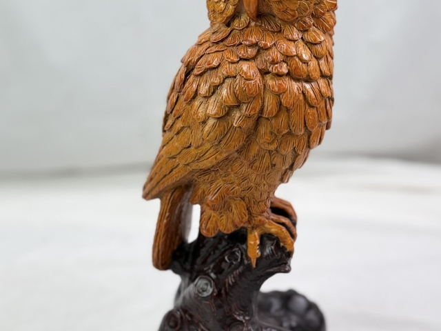 Jaru VINTAGE 1973 Owl Sculpture Chalkware Statue,