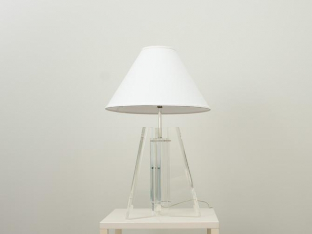 Lucite lamps with triangular base