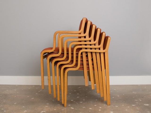 Bentwood Stacking Chairs in the Style of Bill Stephens for Knoll