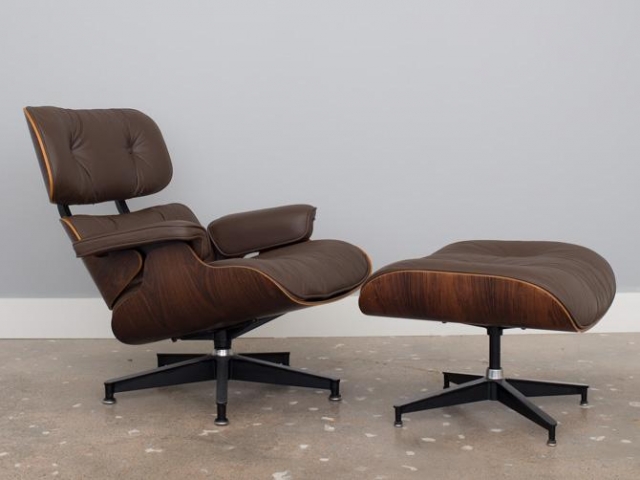 Eames chair and ottoman in brown leather