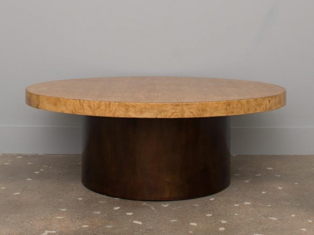 Milo Baughman burl wood coffee table