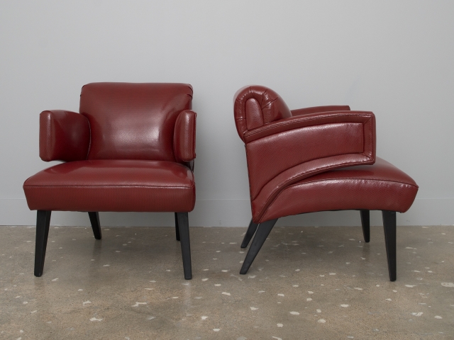 Sculptural Red Italian Lounge Chairs