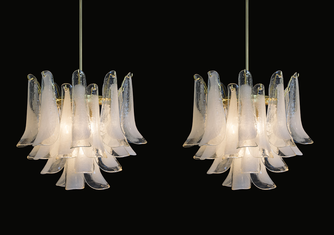 Pair of Murano Mazzega Chandeliers