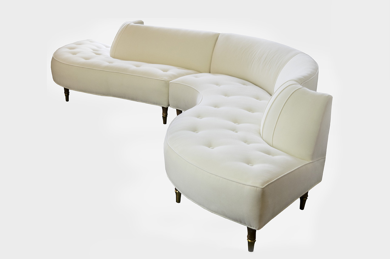 High Glam Two Piece 1950s Serpentine Sofa In The Style Of Vladimir Kagan