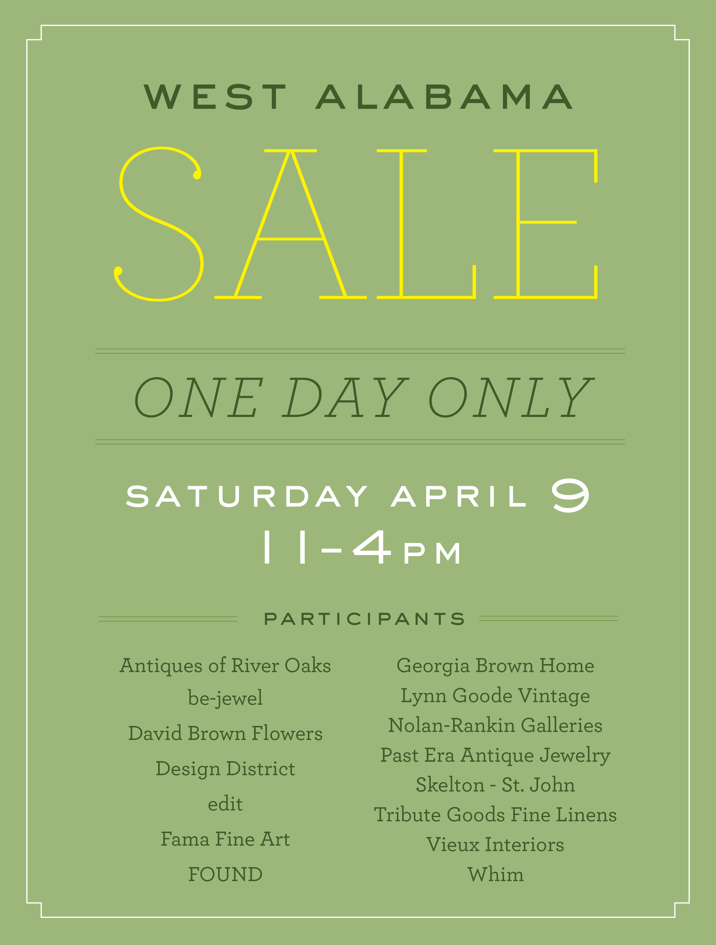 One Day Only - West Alabama Sale